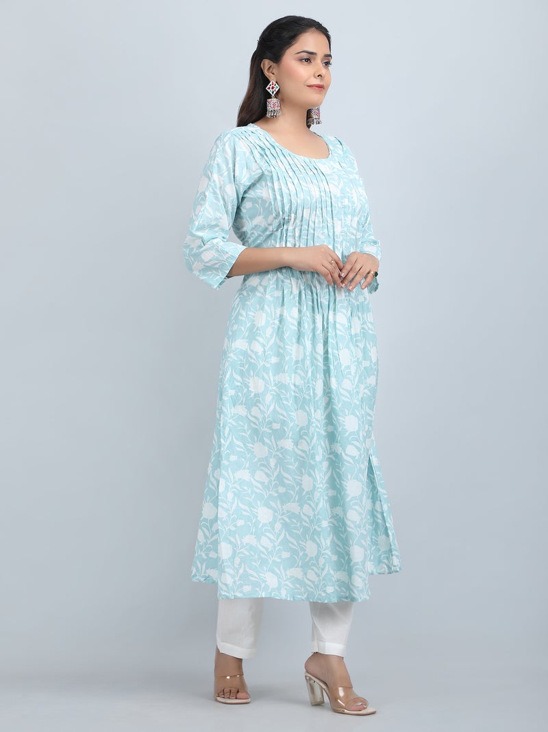 Shifory Floral Print Sky Blue Kurti Set for Women - Image 4